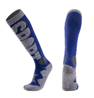 Chaussettes de sport montantes personnalisées pour hommes, antidérapantes, respirantes, en tricot, avec semelle en tissu éponge, pour le football et le ski