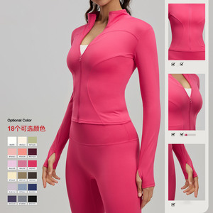 Womens <strong>Clothes</strong> Workout Clothing Active Wear <strong>For</strong> Women Slimf Fit Yoga Top Zipper Fitness Jackets Tight Sports Coat Yoga Top - Product Image 1
