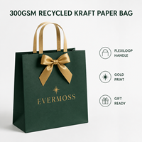 Sac en papier kraft personnalisé Ccpack avec logo, matériau recyclé, poignée Flexiloop, impression dorée pour emballage cadeau de Noël, vente en gros