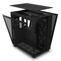 Boîtier de jeu PC H9 Flow Black RGB Mid Tower-Haut débit d'air, verre trempé, prise en charge ATX/MATX
