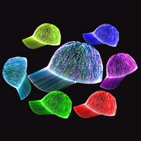 Cappello LED in Fibra Ottica a 7 Colori Cangianti, Ricaricabile, per Festival Musicali e Concerti, Cappello Luminoso a LED in Fibra Ottica per Feste