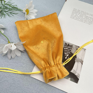 Pochette en velours jaune sur mesure, super douce et luxueuse, pour bijoux, avec cordon de serrage, sac de protection contre la poussière, emballage cadeau, sac cosmétique - Product Image 4