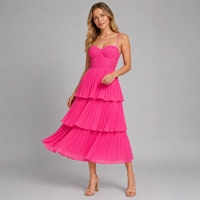 Robe de Demoiselle d'Honneur Plissée en Chiffon Superposé, Modèle Personnalisé, Sans Bretelles, Col Cœur, pour Fête, pour Femme, Vente en Gros