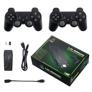 Wholesale game controller stick 4k-Portable M8 2.4G TV Video Game Console 2.4G Double Wireless Controller Gaming Stick 4K 10000 games 64GB Retro games For PS1/GBA