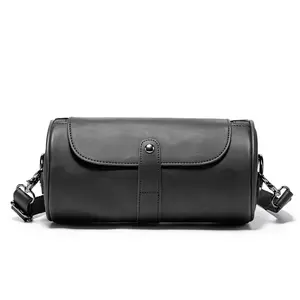 2022 Fashion Men's Designer Bag Large Capacity PU Leather Retro Cylinder Shoulder Purse Combine Colors Flap Zipper Messenger