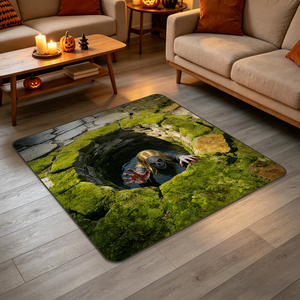 Alfombras de Halloween con diseño de esqueleto de demonio, alfombra personalizada, alfombras de Halloween con diseño de fantasma, alfombra redonda para sala de estar, alfombra con efecto de desvarío visual - Product Image 5