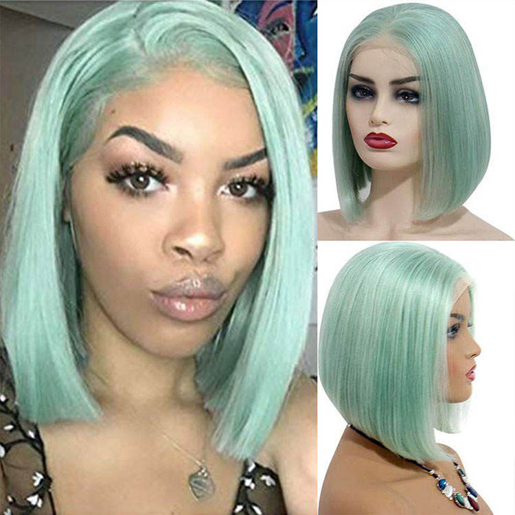 วิกผมบ๊อบสีเขียวอ่อน