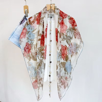 Le plus beau hijab en mousseline 110*110, châles élégants pour femmes en mousseline de soie, hijabs carrés avec motifs floraux