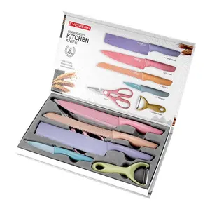 6 Pcs Wheat coating Cooking Accessories Colorful Knife Set Stainless Steel Knife Set Household Kitchens Knives Kit