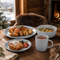 Service de table en céramique gris mat moucheté de style nordique, assiettes, bols, tasses, écologiques, compatibles lave-vaisselle et four, vente en gros