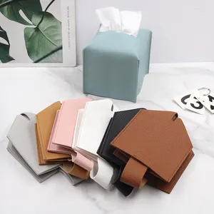 3-Day Fast Shipping PU Leather Tissue Box Cover Square Facial Tissue Holder And Dispenser For Bathroom