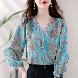 Camicetta da Donna 3XL con Stampa Floreale, Top da Ufficio con Maniche a Lanterna, Blusa Femminile alla <span class=keywords><strong>Moda</strong></span> - Product Image 2