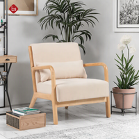 Fauteuils d'appoint modernes rembourrés pour lecture et détente, style farmhouse, en bois massif et tissu