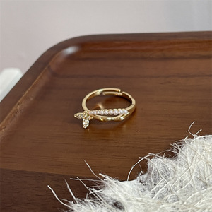 Rosa Blume Perle Reihe Diamant Schmetterling dekorative <span class=keywords><strong>Ring</strong></span> übertrieben dünne Finger Sommer veränderbare Schmetterling <span class=keywords><strong>Ring</strong></span> - Product Image 3