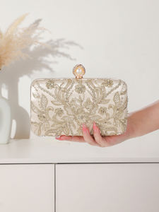 Bolso <span class=keywords><strong>de</strong></span> Mano Jialing 2025 con Diseño Floral, Bordado con Perlas, Lentejuelas, Satén, Estilo Cruzado, para Novia, <span class=keywords><strong>de</strong></span> Alta Calidad - Product Image 2