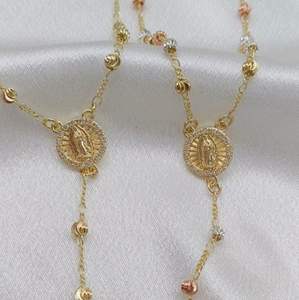 JML oro rosa <span class=keywords><strong>rosario</strong></span> religioso 14k collana croce all'ingrosso laminato oro Tri colore Saint Jude benedetto gesus Mary gioielli uomini - Product Image 2