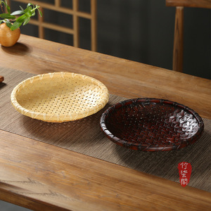 Bamboo Handmade Fruit Tray Geometric Pattern Residential Use Gift Craft - Product Image 1