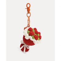 Porte-clés mignons en forme de bouquet de roses au crochet, fleurs tricotées à la main, pour clés de voiture, sac à main, téléphone, portefeuille, breloque de sac, fleur au crochet