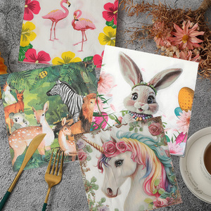 Suministros para fiestas de animales, juegos de <span class=keywords><strong>vajilla</strong></span> desechables, servilletas de papel para Baby Shower, decoraciones de cumpleaños - Product Image 1