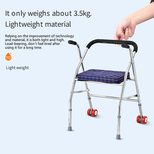 Huaen Four-legged <strong>Wheeled</strong> Armrest <strong>Walker</strong> for Elderly-Portable Folding Design Anti-Slippery Durable Wheel Seat Class I Walking - Product Image 2