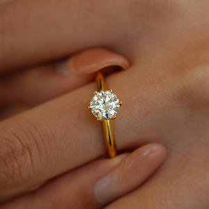 Горячая распродажа! Ювелирные изделия 18k позолоченный водонепроницаемый S925 стерлингового серебра 1ct Муассанит кольцо для помолвки для женщин - Product Image 4