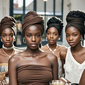 Custom Stretch African <b>Wraps</b> for Five-Color Set Women - Long Jersey Turban Headwraps Logo <b>Head</b> Scarf, Headbands - Product Image 6