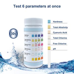 Bandelettes de <span class=keywords><strong>test</strong></span> d'eau 6 en 1 pour piscine, spa, <span class=keywords><strong>jacuzzi</strong></span>, <span class=keywords><strong>test</strong></span> de la qualité de l'eau pour le chlore/le bromine/la dureté totale/le <span class=keywords><strong>pH</strong></span> - Product Image 2