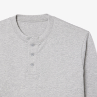 T-shirts Henley à manches courtes pour hommes avec logo personnalisé, tissage uni, col rond, boutons sur le côté