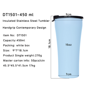 Gobelet isotherme en acier inoxydable à double paroi de 12 oz/15 oz avec revêtement en céramique, couvercle anti-fuite, logo personnalisé pour le café en voyage - Product Image 4