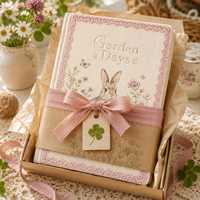 Carnet de notes LABON Garden Days Bunny en tissu de lin brodé avec bordure en dentelle et logo personnalisé, agenda à pois, cadeau bien-être