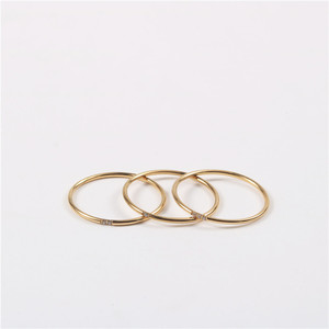 18K Gold Stainless Steel Slim Extremely Thin <b>Ring</b> with Zircon Stones | Anti-rust Waterproof & Hypoallergenic Fine <b>Ring</b> for Women - Product Image 6