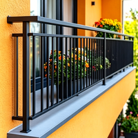 Kit de balustrade en aluminium pour terrasse extérieure, balustrade métallique à double rail supérieur de couleur personnalisée pour projet résidentiel