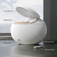 WC intelligent électrique en forme d'œuf, autonettoyant, avec télécommande, bidet intelligent, à poser au sol, siphon en S inclus, siège chauffant