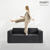 Sofa Kompresi Quantum Corduroy 3 Dudukan Busa Penuh Desain Minimalis Modern untuk Hotel dan Apartemen Kecil