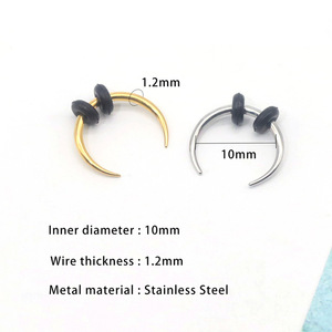 Anneau en C en acier titane pour piercing nasal, bijoux argent, noir, or, or rose pour septum nasal, cadeau - Product Image 2