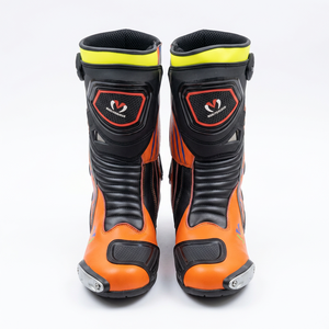 Botas de moto a media pantorrilla con parte superior sintética, suela de goma, colores mixtos, cierre de cremallera, zapatos de montar unisex, zapatos de carreras de cuero para motocicleta - Product Image 5