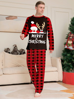 Ensemble de pyjama mignon lettre de noël imprimé pantalon à carreaux Parent enfant ensemble mode décontracté maison vêtements pyjamas