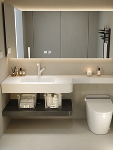 Meuble de salle de bain mural intelligent avec lavabo intégré, moderne, minimaliste et durable - Product Image 2