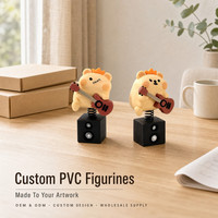Figurine décorative personnalisée en PVC pour tableau de bord de voiture, design ours guitariste à tête mobile, OEM ODM, vente en gros, fournisseur pour fabricants et distributeurs de cadeaux