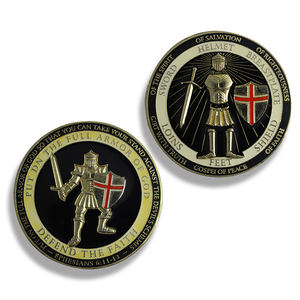 Großhandel gravierbare Metall münzen Double Comme morative Souvenir 3d Ephesians Gold auf die ganze Rüstung Gottes Herausforderung Münze gesetzt - Product Image 3