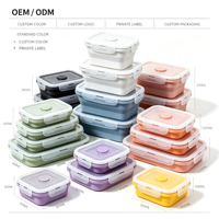 Conteneur alimentaire pliable en silicone, boîte à lunch réutilisable, gain de place, préparation des repas, OEM ODM, logo personnalisé