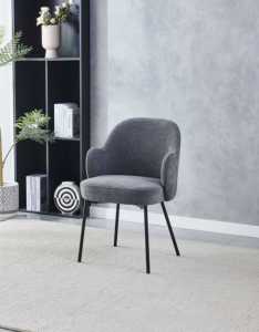 Sedia da Pranzo Imbottita per Hotel e Arredamento Soggiorno Poltrona Grigio Scuro con Gambe in Metallo <span class=keywords><strong>Antracite</strong></span> - Product Image 5