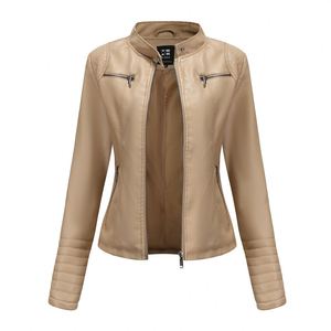 Women's <b>Leather</b> <b>Blazer</b> <b>Jacket</b> Winter Standard Regular Length European Size Windproof Zipper Closure - Product Image 4