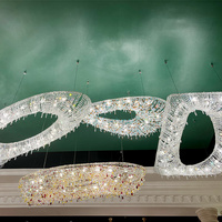 Lustre suspendu en cristal carré en acier inoxydable LED pour salle à manger, hôtel, salon