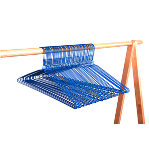 I KNOW Brand 500 Peças por Caixa Cabides de Arame Metálico Branco e Azul para Lavanderia, Embalagem a Granel, Cabides de Ombro de Arame - Product Image 1