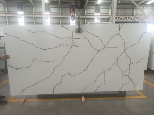 Dalle de quartz Goldtop blanc Calacatta, design moderne, surface à veines dorées, pour cuisine et hôtel, modèle 3D inclus, pierre artificielle - Product Image 1