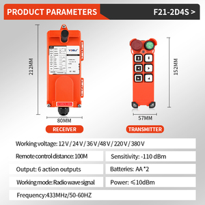 F21-2D4S รีโมทคอนโทรลวิทยุไร้สายอุตสาหกรรมกันน้ำป้องกันการกระแทก 24V สำหรับเครนเหนือศีรษะรอกยก - Product Image 1