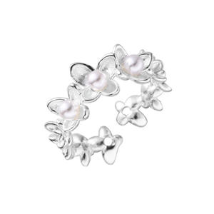 Bague en argent pur S925 avec camélia, fleur, papillon et perle, design de niche, cadeau pour meilleur ami, tempérament luxueux - Product Image 5