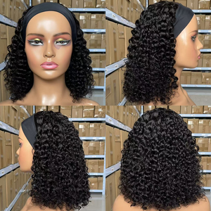 Perruque bandeau bouclée crépue en gros |   <span class=keywords><strong>Cheveux</strong></span> brésiliens Remy à double trame |   Style court sans colle pour femmes - Product Image 3