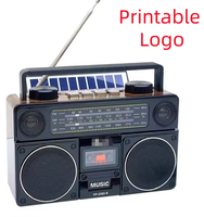 Boombox solaire d'usine avec lecteur de cassettes, radio multibandes et connexion sans fil, appareil audio portable en plastique